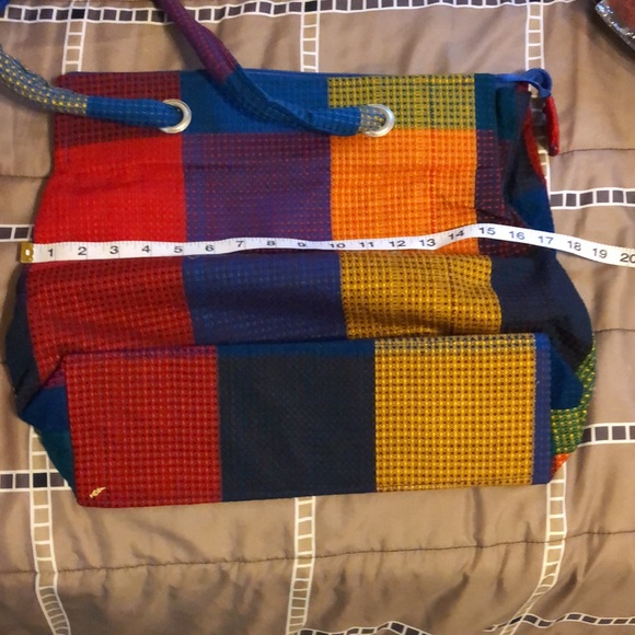 MOVING SALE NO HAGGLING WOMEN CABO SAN LUCAS BLUE YELLOW RED SQUARE TOTE BAG. - Picture 5 of 8